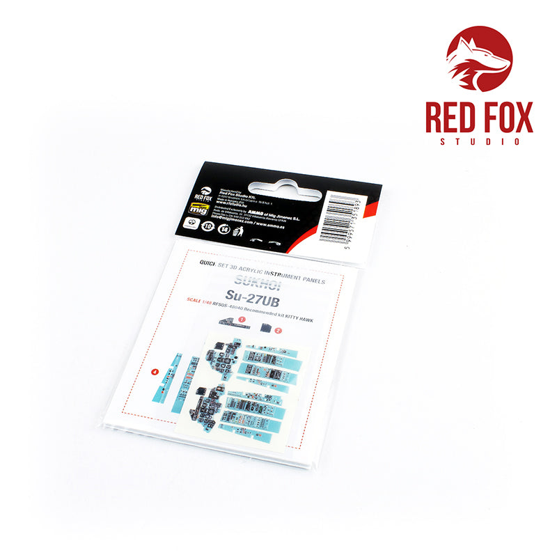 Red Fox Studio RFS-48040 1:48 Sukhoi Su-27UB Quick Set 3D Acrylic Instr. Panel