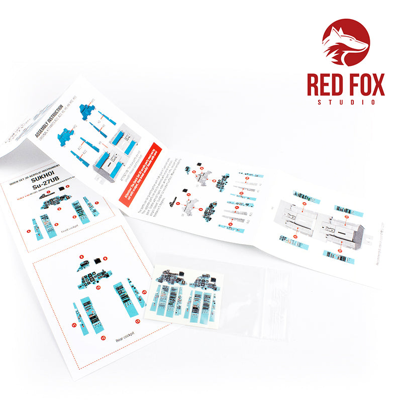 Red Fox Studio RFS-48040 1:48 Sukhoi Su-27UB Quick Set 3D Acrylic Instr. Panel