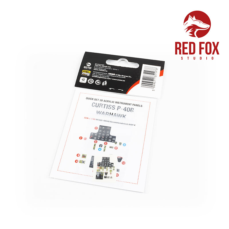 Red Fox Studio RFS-48048 1:48 Curtiss P-40B Warhawk 3D Acrylic Instrument Panel