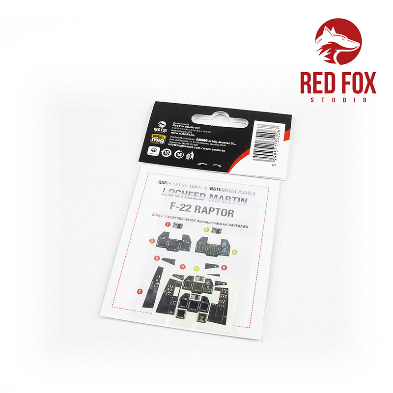 Red Fox Studio RFS-48057 1:48 F-22 Raptor 3D Instr. Panel