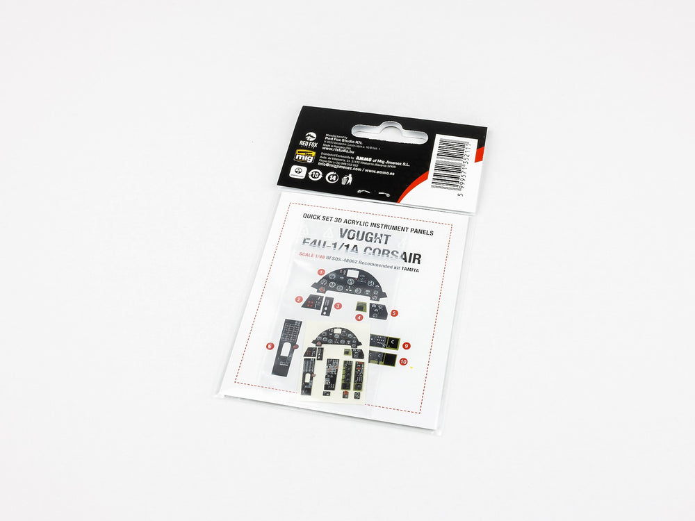 Red Fox Studio RFS-48062 1:48 Vought F4U-1/1A Corsair 3D Acrylic Instr. Panel