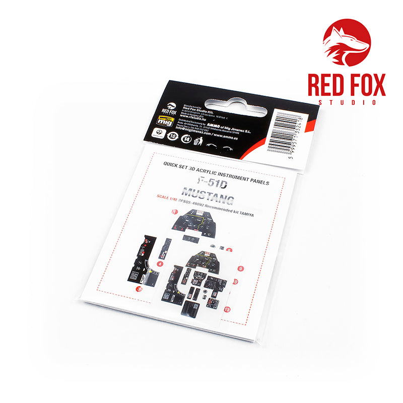Red Fox RFS-48092 1:48 F-51D Mustang 3D Instrument Panel