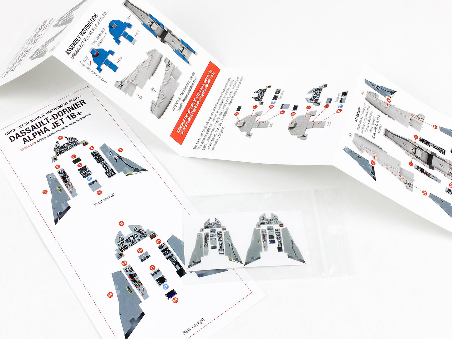 Red Fox RFS-48206 1:48 Alpha Jet 1B+ 3D Acrylic Instrument Panel