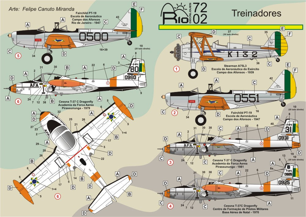 FCM RIO72002 1:72 Brazilian Military Trainers Stearman/Fairchild/T-37C