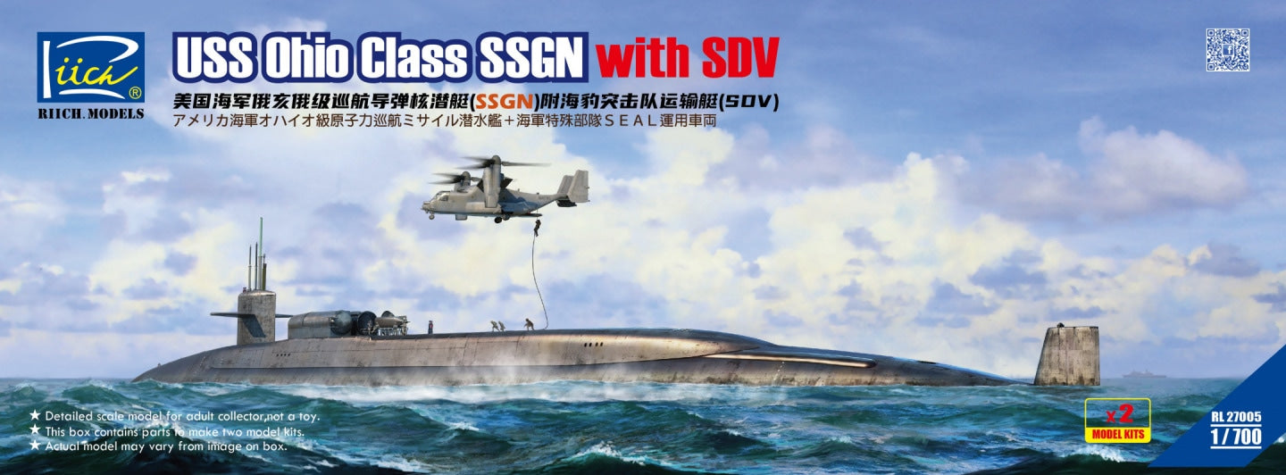 Riich Models RL27005 1:700 USS Ohio Class SSGN with SDV