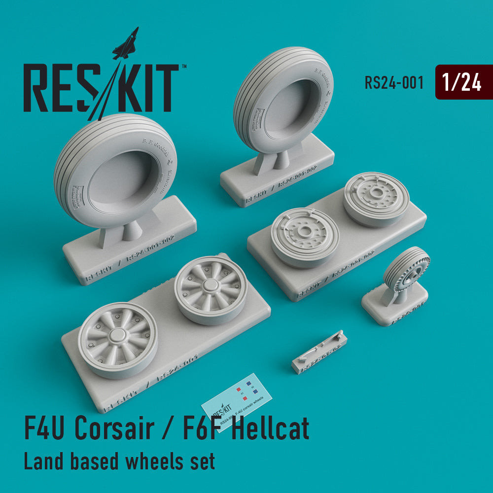 ResKit RS24-0001 1:24 Grumman F6F-5 Hellcat Land based wheels set