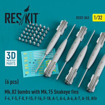 ResKit RS32-0343 1:32 Mk-82 bomb with Mk.15 Snakeye fins