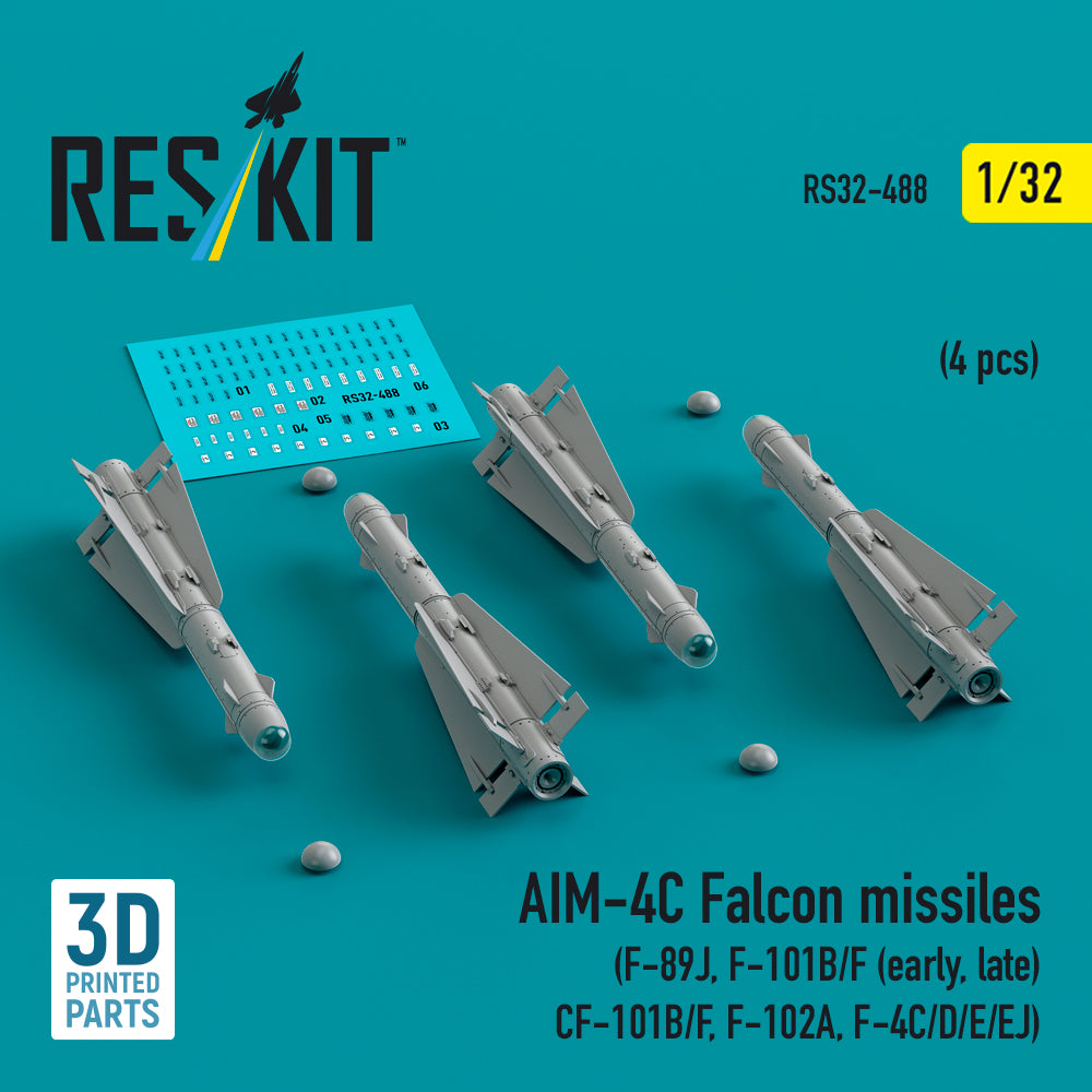 ResKit RS32-0488 1:32 AIM-4C Falcon missiles