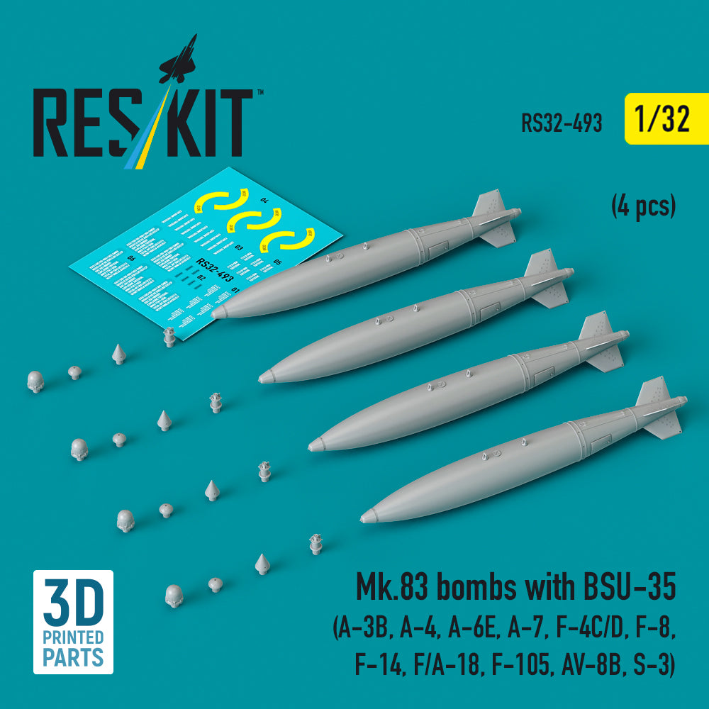 ResKit RS32-0493 1:32 Mk.83 bombs with BSU-35