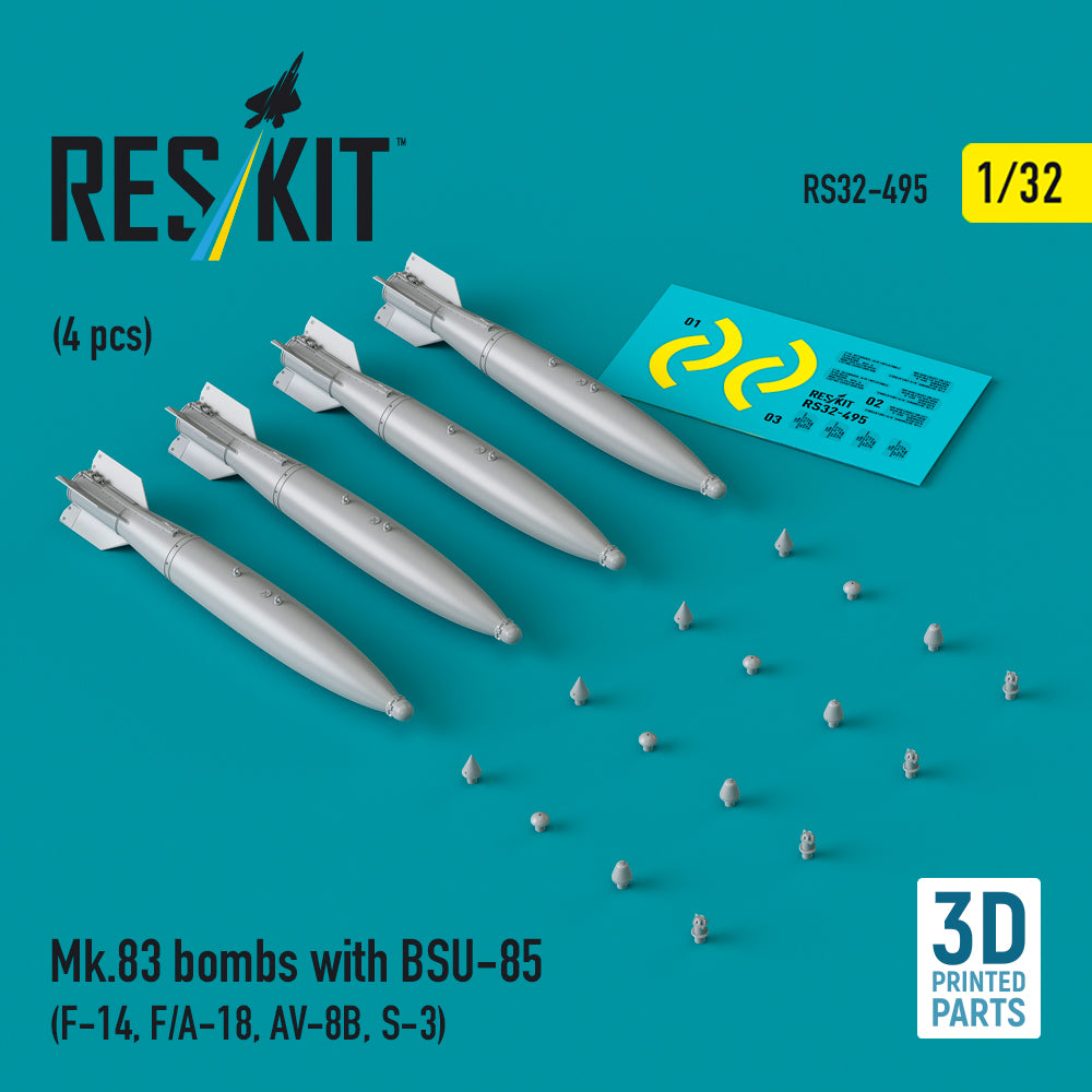 ResKit RS32-0495 1:32 Mk.83 bombs with BSU-85
