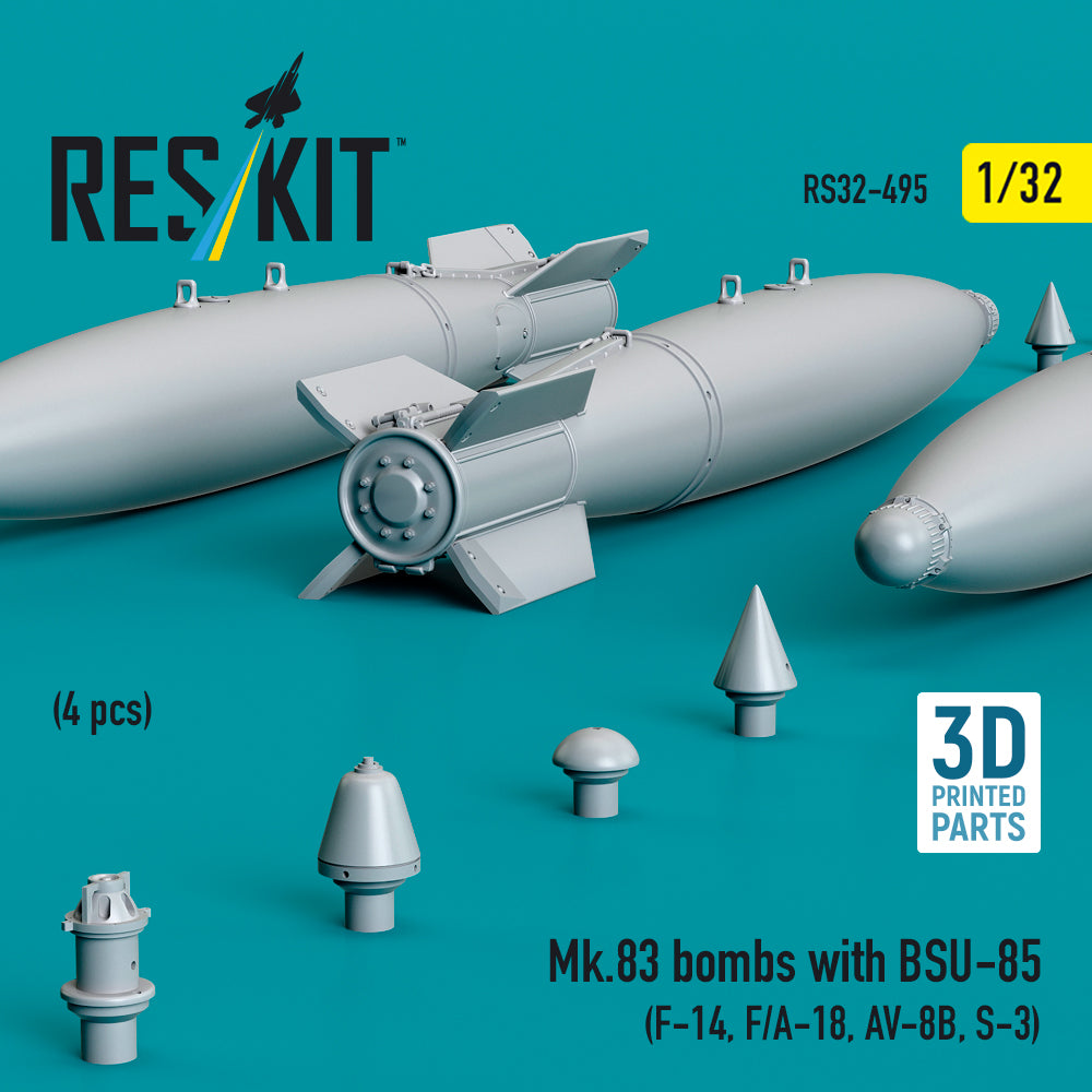 ResKit RS32-0495 1:32 Mk.83 bombs with BSU-85