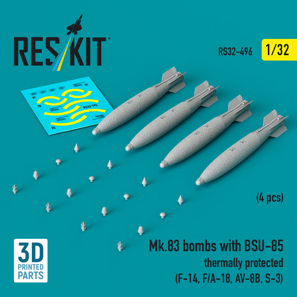 ResKit RS32-0496 1:32 Mk.83 bombs with BSU-85 thermally protected