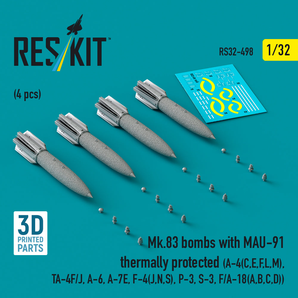 ResKit RS32-0498 1:32 Mk.83 bombs with MAU-91 thermally protected