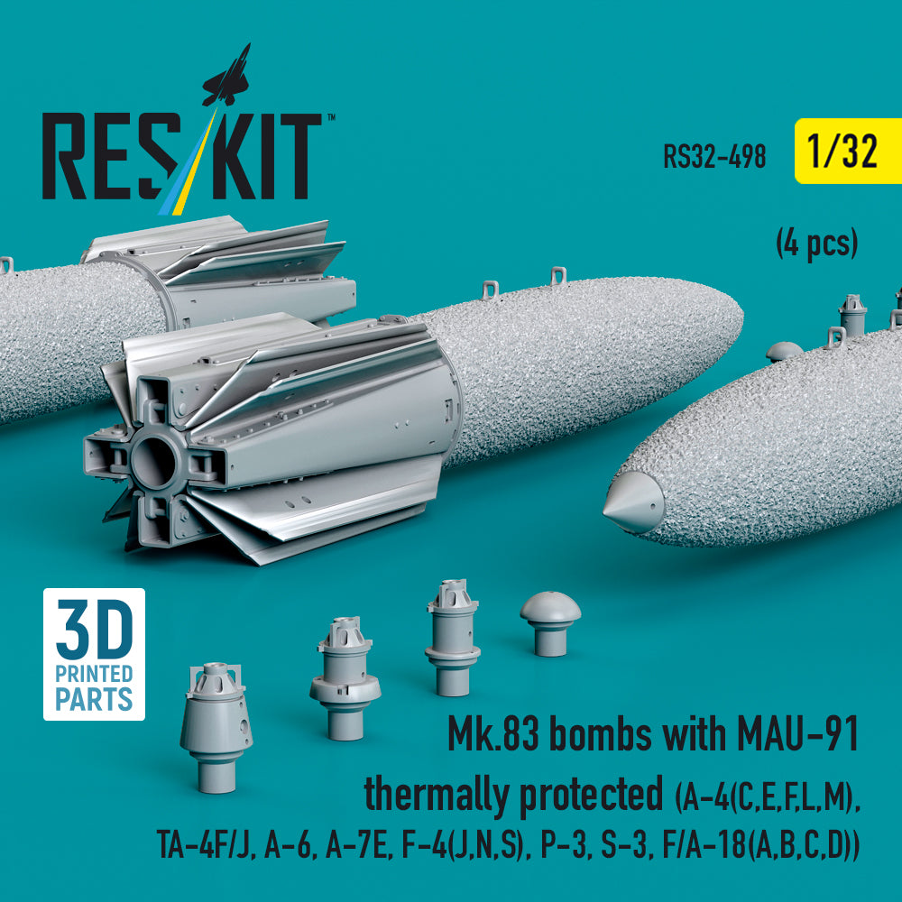 ResKit RS32-0498 1:32 Mk.83 bombs with MAU-91 thermally protected