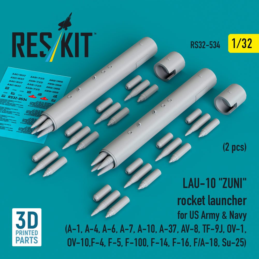 ResKit RS32-0534 1:32 LAU-10 "ZUNI" rocket launcher for US Army & Navy