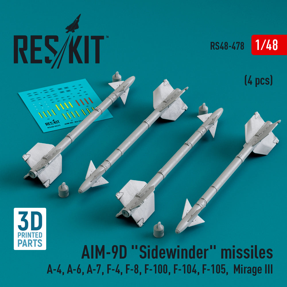 ResKit RS48-0478 1:48 AIM-9D Sidewinder missiles