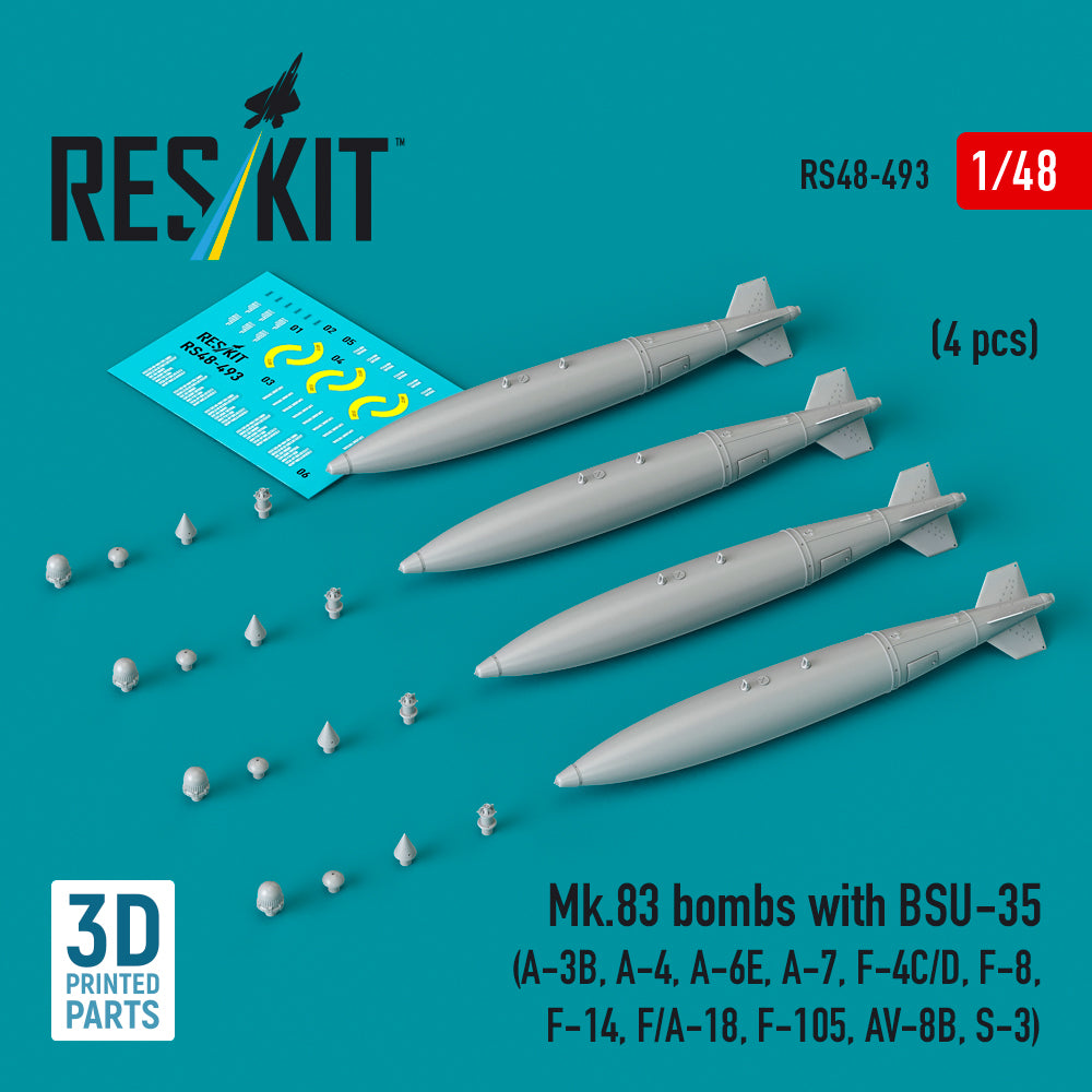 ResKit RS48-0493 1:48 Mk.83 bombs with BSU-35