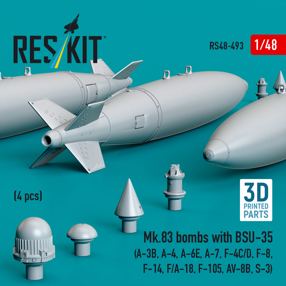 ResKit RS48-0493 1:48 Mk.83 bombs with BSU-35