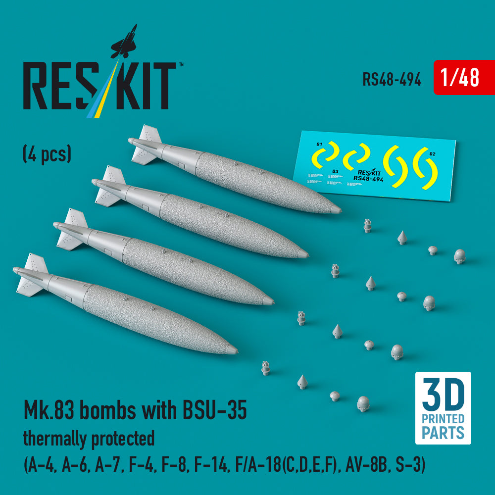 ResKit RS48-0494 1:48 Mk.83 bombs with BSU-35 thermally protected