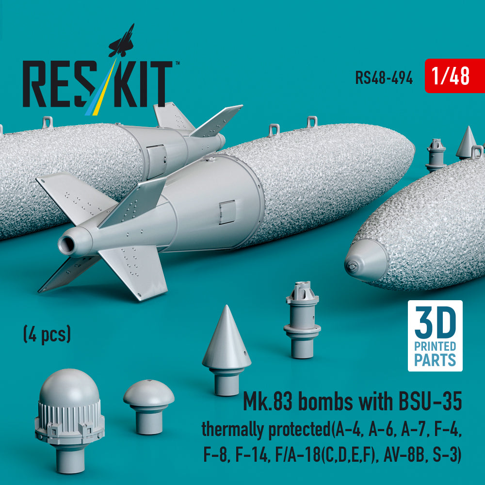 ResKit RS48-0494 1:48 Mk.83 bombs with BSU-35 thermally protected