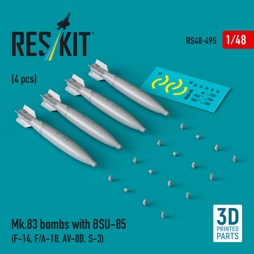 ResKit RS48-0495 1:48 Mk.83 bombs with BSU-85