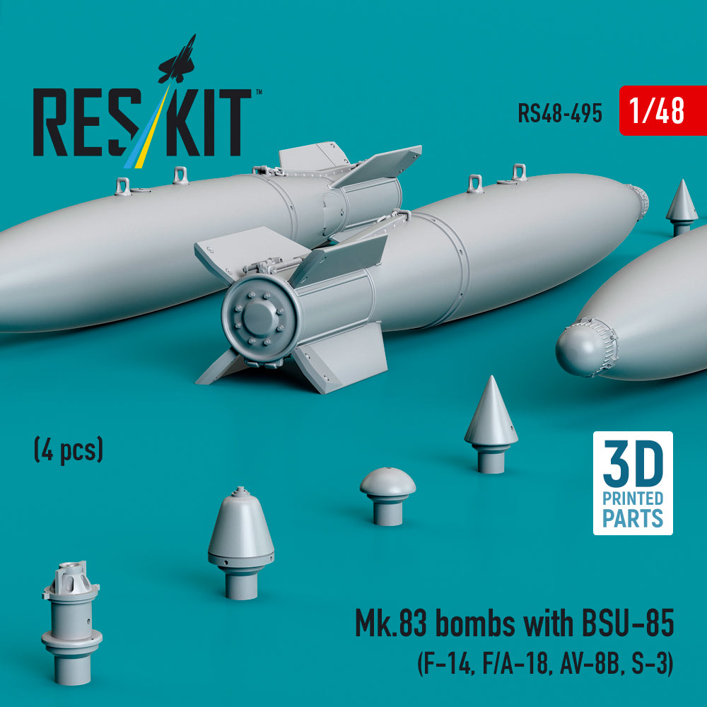 ResKit RS48-0495 1:48 Mk.83 bombs with BSU-85