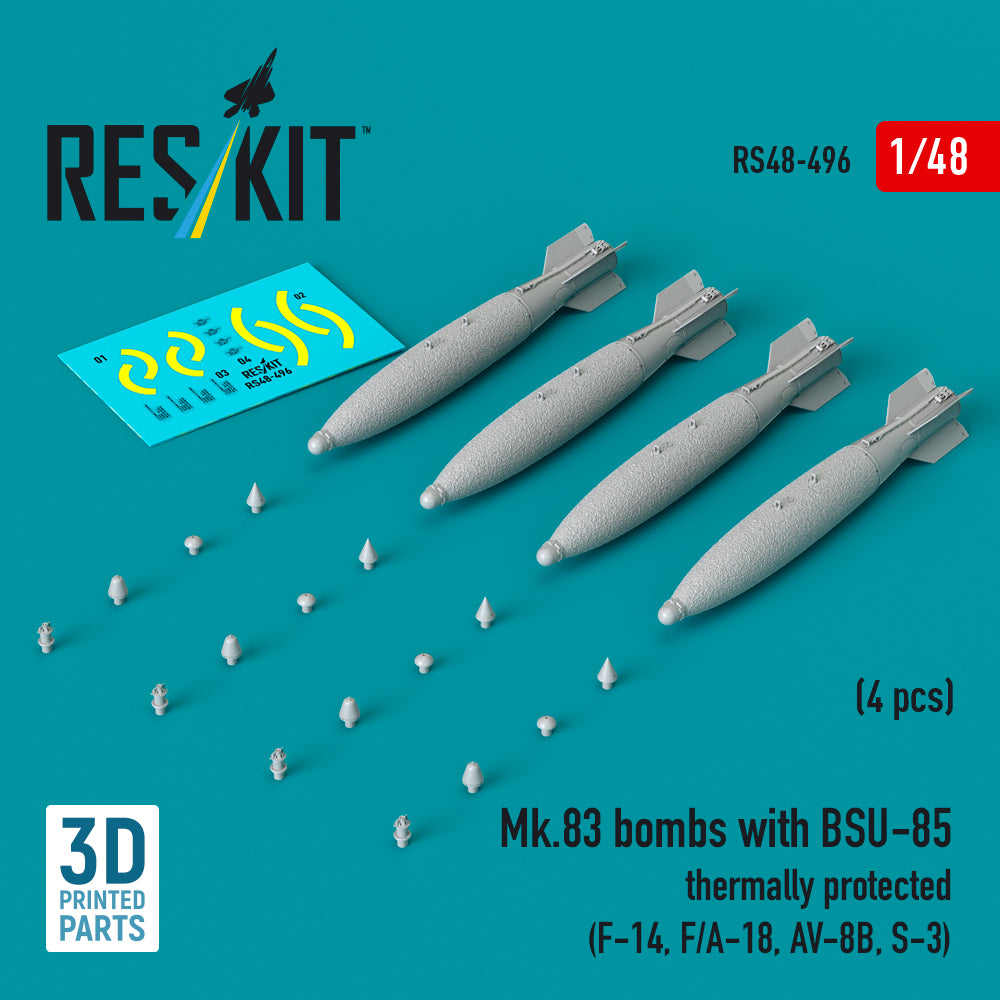 ResKit RS48-0496 1:48 Mk.83 bombs with BSU-85 thermally protected