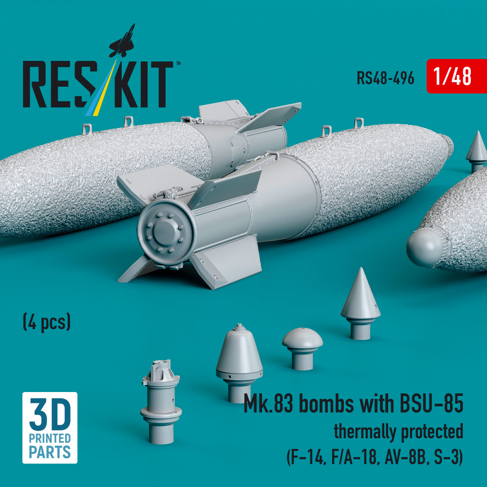 ResKit RS48-0496 1:48 Mk.83 bombs with BSU-85 thermally protected