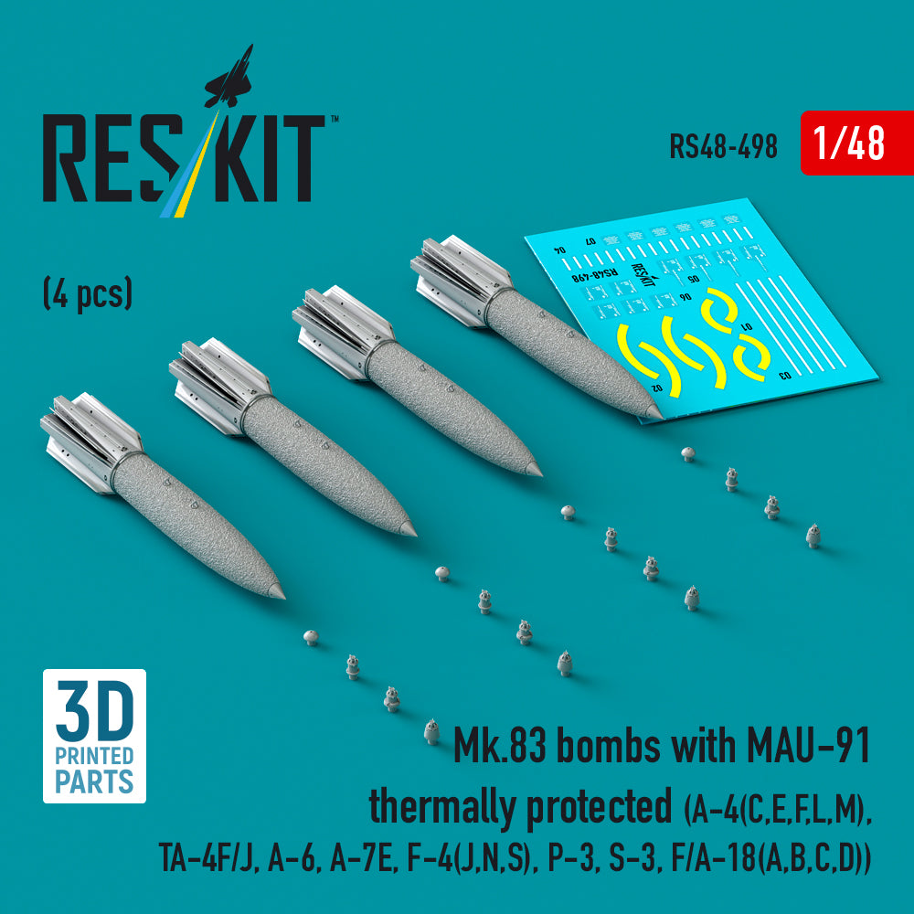 ResKit RS48-0498 1:48 Mk.83 bombs with MAU-91 thermally protected