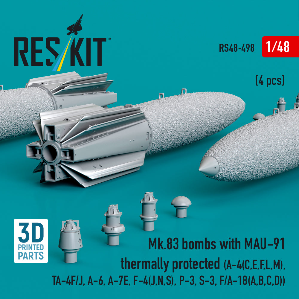 ResKit RS48-0498 1:48 Mk.83 bombs with MAU-91 thermally protected