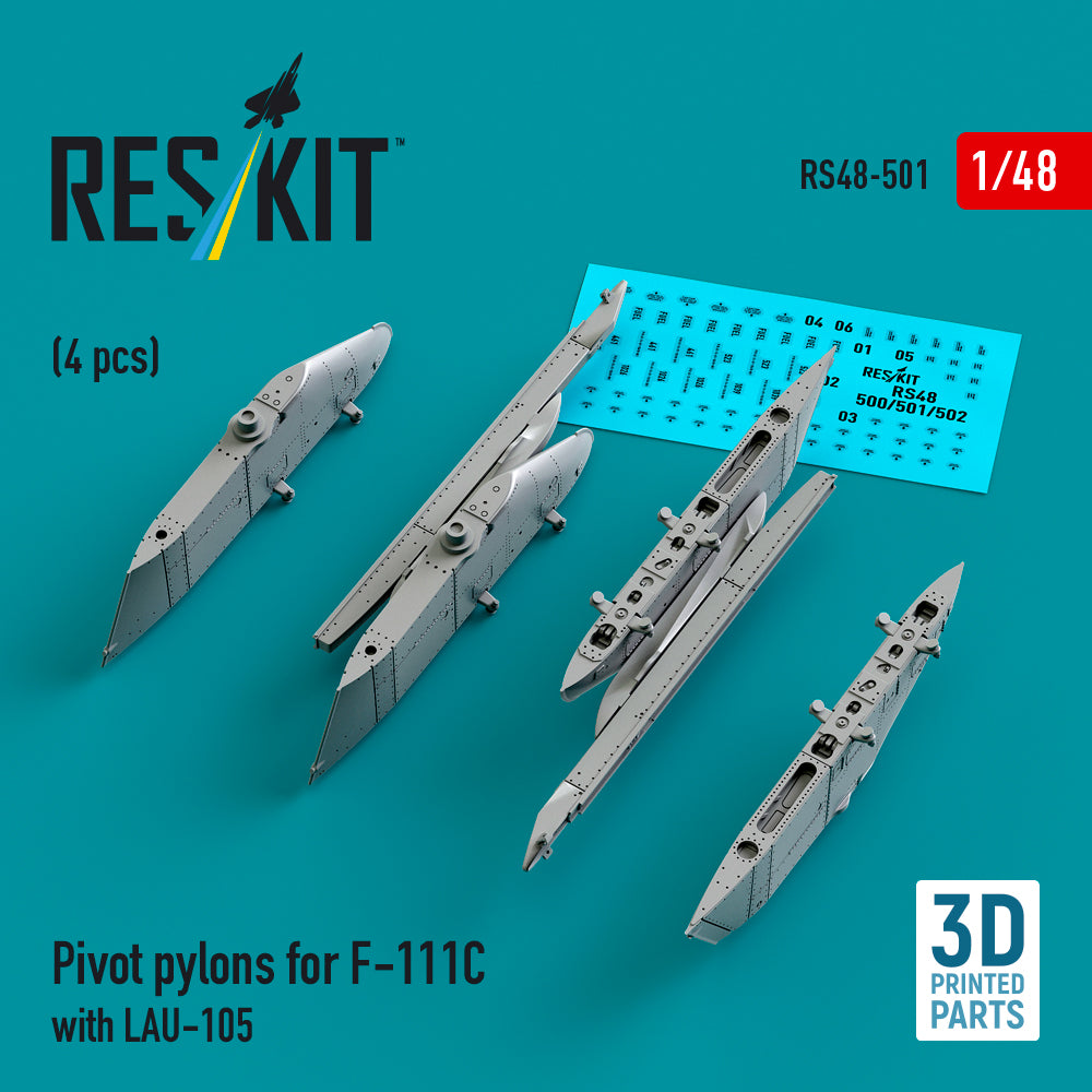 ResKit RS48-0501 1:48 Pivot pylons for General-Dynamics F-111C with LAU-105