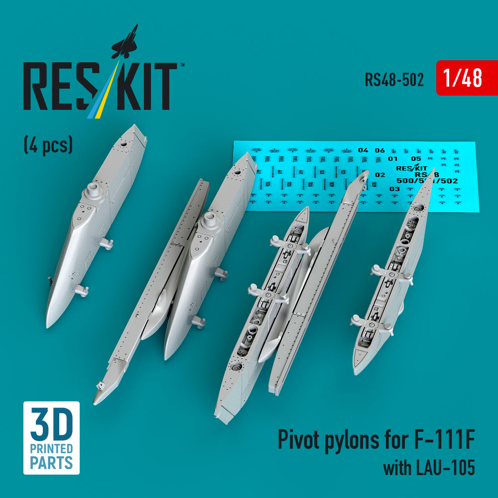 ResKit RS48-0502 1:48 Pivot pylons for General-Dynamics F-111F with LAU-105