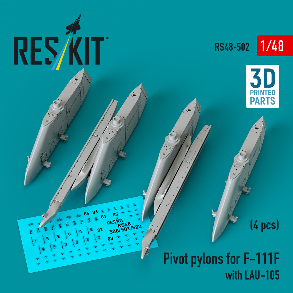 ResKit RS48-0502 1:48 Pivot pylons for General-Dynamics F-111F with LAU-105
