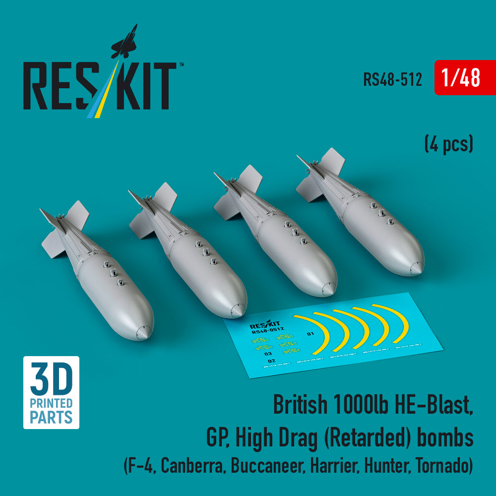 ResKit RS48-0512 1:48 British 1000lb HE-Blast, GP, High Drag