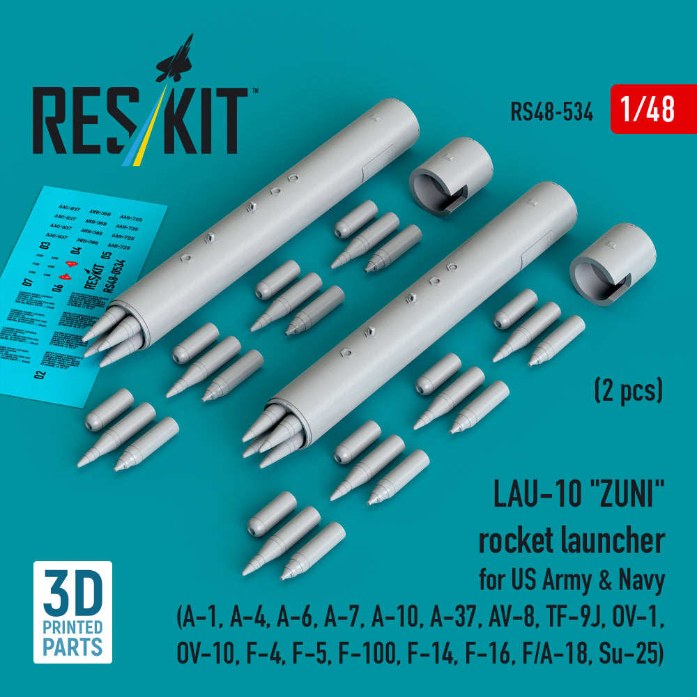 ResKit RS48-0534 1:48 LAU-10 "ZUNI" rocket launcher for US Army & Navy