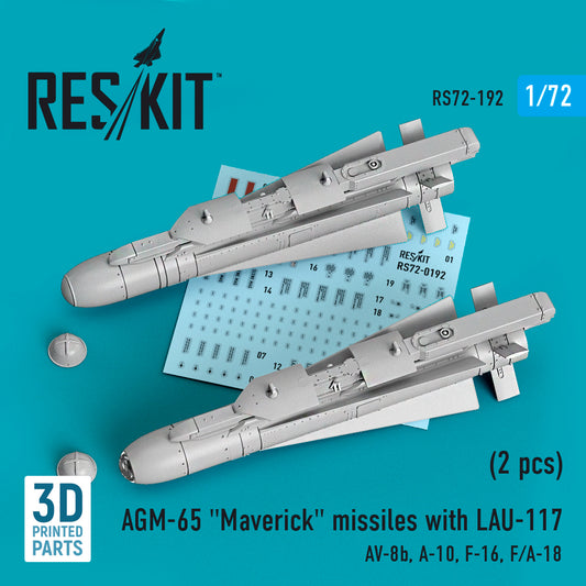 ResKit RS72-0192 1:72 AGM-65 Maverick missile with LAU-117 x 2