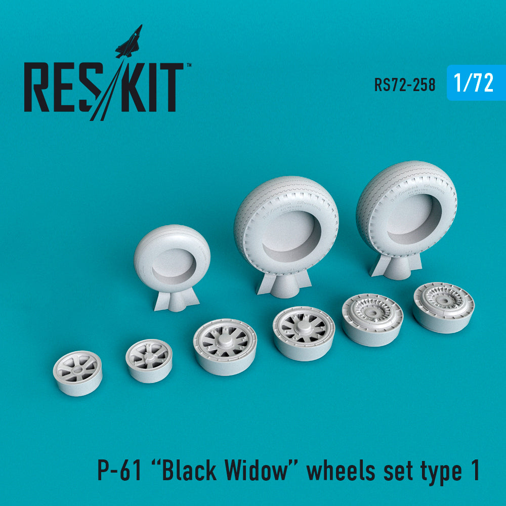 ResKit RS72-0258 1:72 Northrop P-61A/P-61B Black Widow wheels set