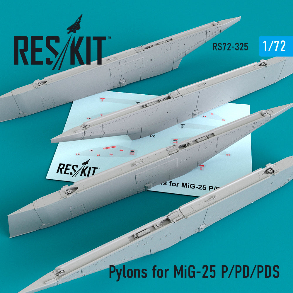 ResKit RS72-0325 1:72 Pylons for Mikoyan MiG-25P/MiG-25PD/MiG-25PDS