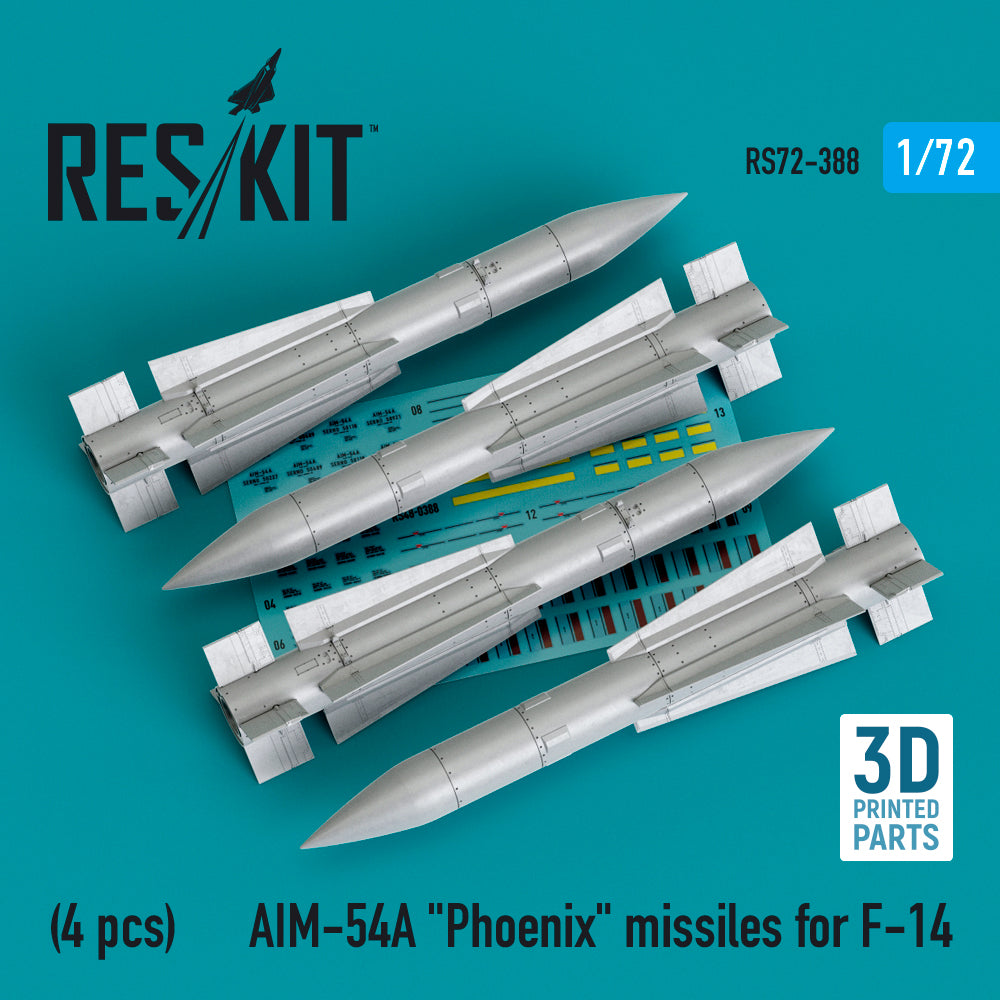 ResKit RS72-0388 1:72 AIM-54A Phoenix Missiles F-14A/F-14B Tomcat (4pcs)