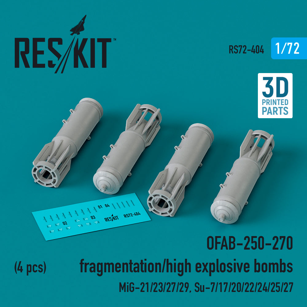 ResKit RS72-0404 1:72 OFAB-250-270 fragmentation/high explosive bombs