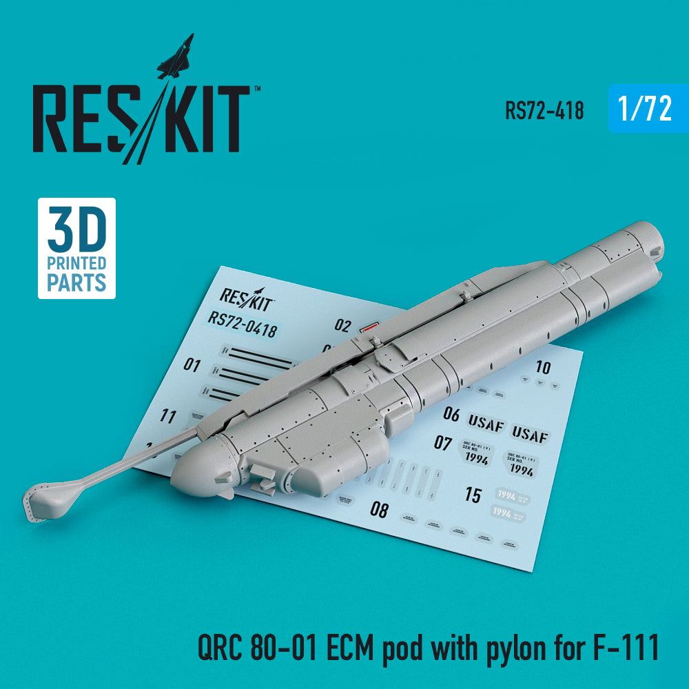 ResKit RS72-0418 1:72 QRC 80-01 ECM pod with pylon for General-Dynamics F-111
