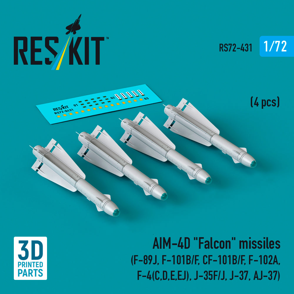 ResKit RS72-0431 1:72 AIM-4D Falcon missiles