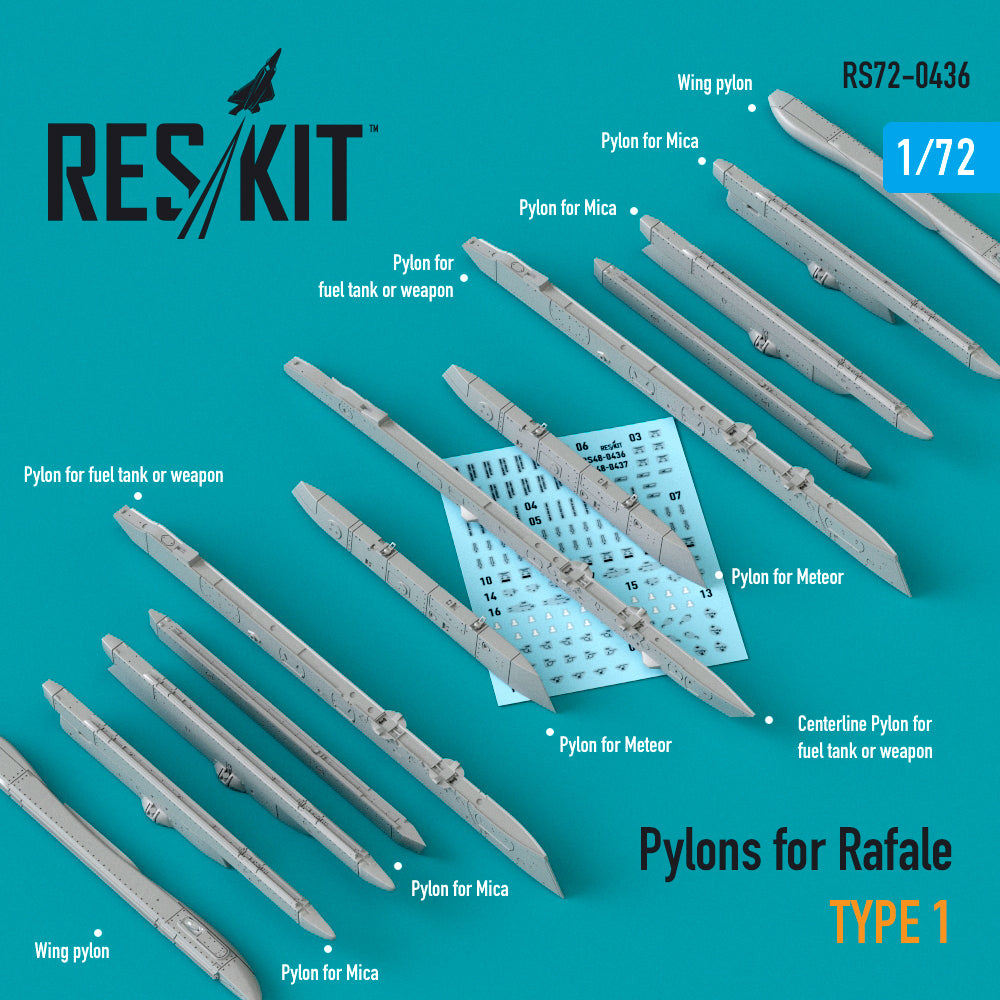 ResKit RS72-0436 1:72 Pylons for Dassault Rafale type 1