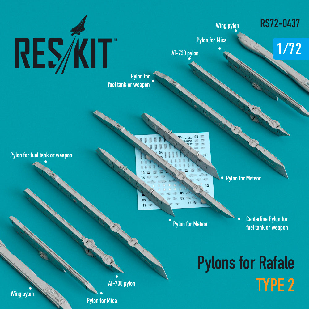 ResKit RS72-0437 1:72 Pylons for Dassault Rafale type 2