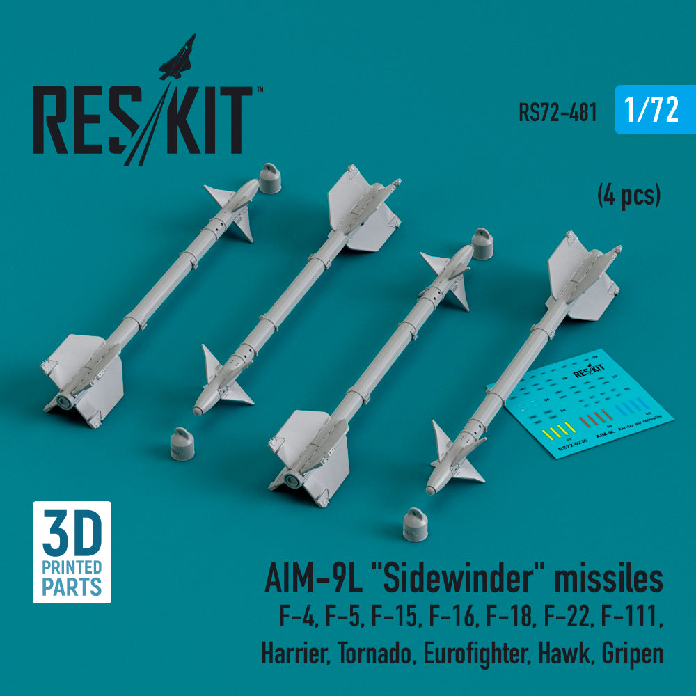 ResKit RS72-0481 1:72 AIM-9L Sidewinder missiles
