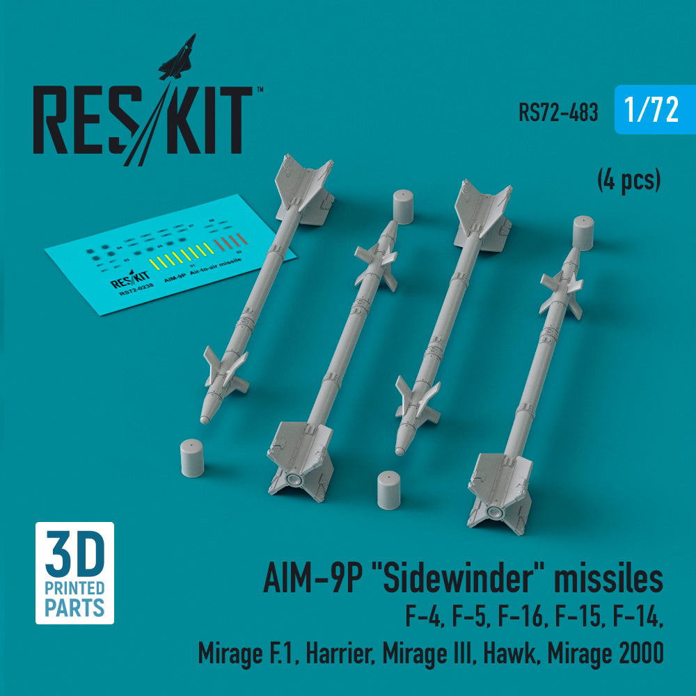ResKit RS72-0483 1:72 AIM-9P Sidewinder missiles