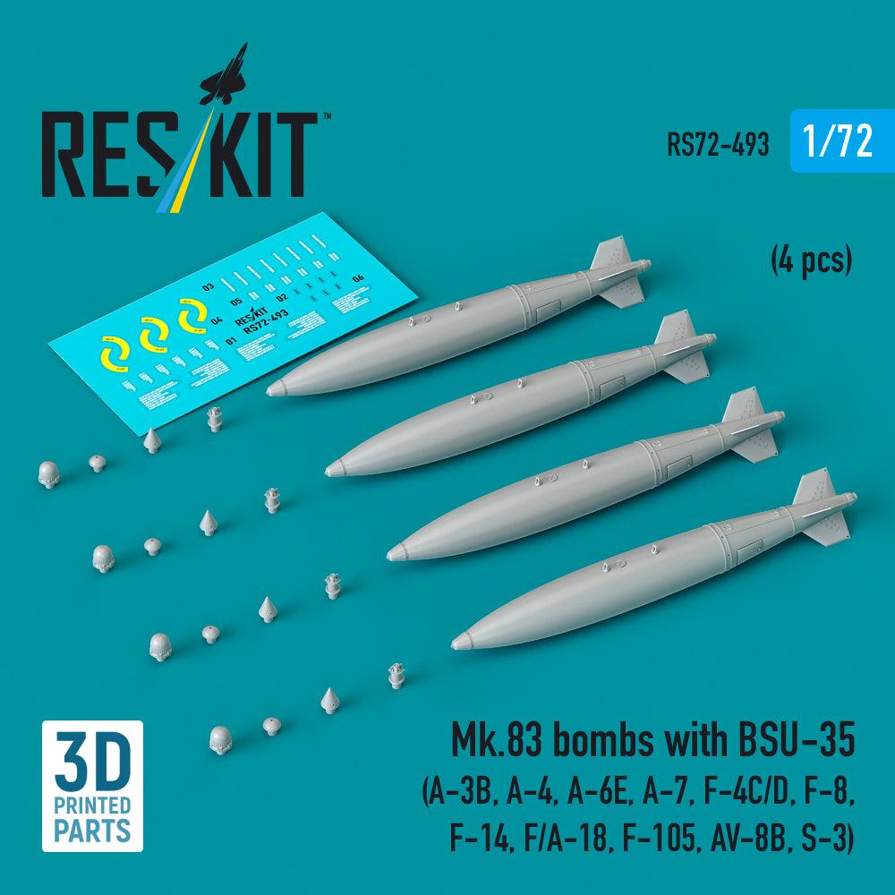 ResKit RS72-0493 1:72 Mk.83 bombs with BSU-35
