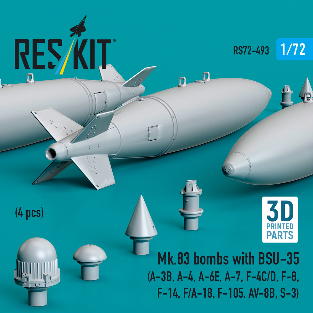 ResKit RS72-0493 1:72 Mk.83 bombs with BSU-35