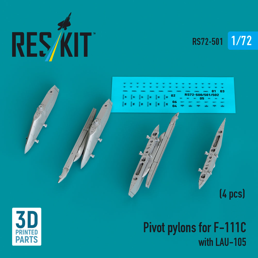 ResKit RS72-0501 1:72 Pivot pylons for General-Dynamics F-111C with LAU-105