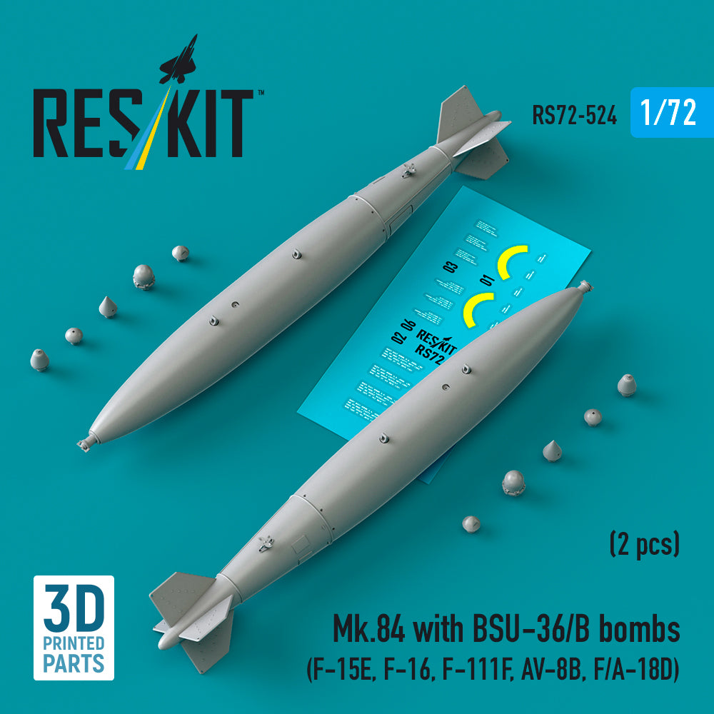 ResKit RS72-0524 1:72 Mk.84 with BSU-36/B bombs
